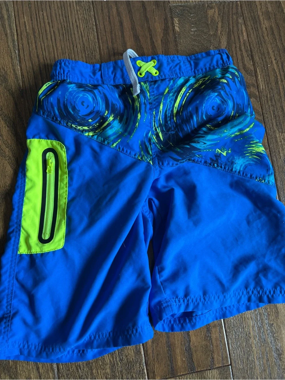 SALE 3/$15 Kids Blue Swim Shorts with Neon Green Accents